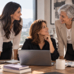 Tres generaciones de mujeres reflexionando sobre su carrera profesional